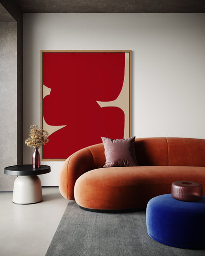 Obraz abstrakcyjny na płótnie w odcieniach czerwieni - RED SHAPE II
