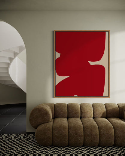 Obraz abstrakcyjny na płótnie w odcieniach czerwieni - RED SHAPE II