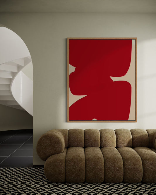 Obraz abstrakcyjny na płótnie w odcieniach czerwieni - RED SHAPE II