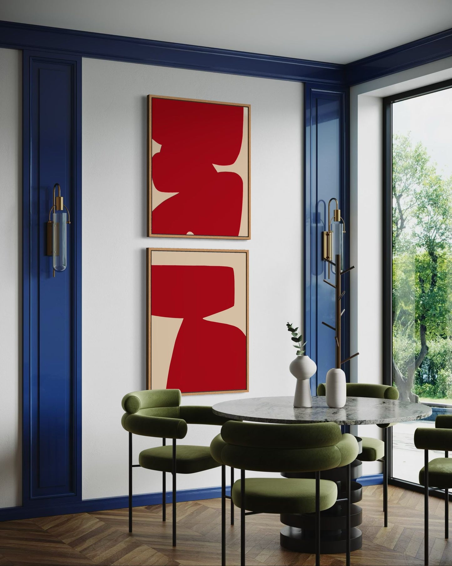 Obraz abstrakcyjny na płótnie w odcieniach czerwieni - RED SHAPE II