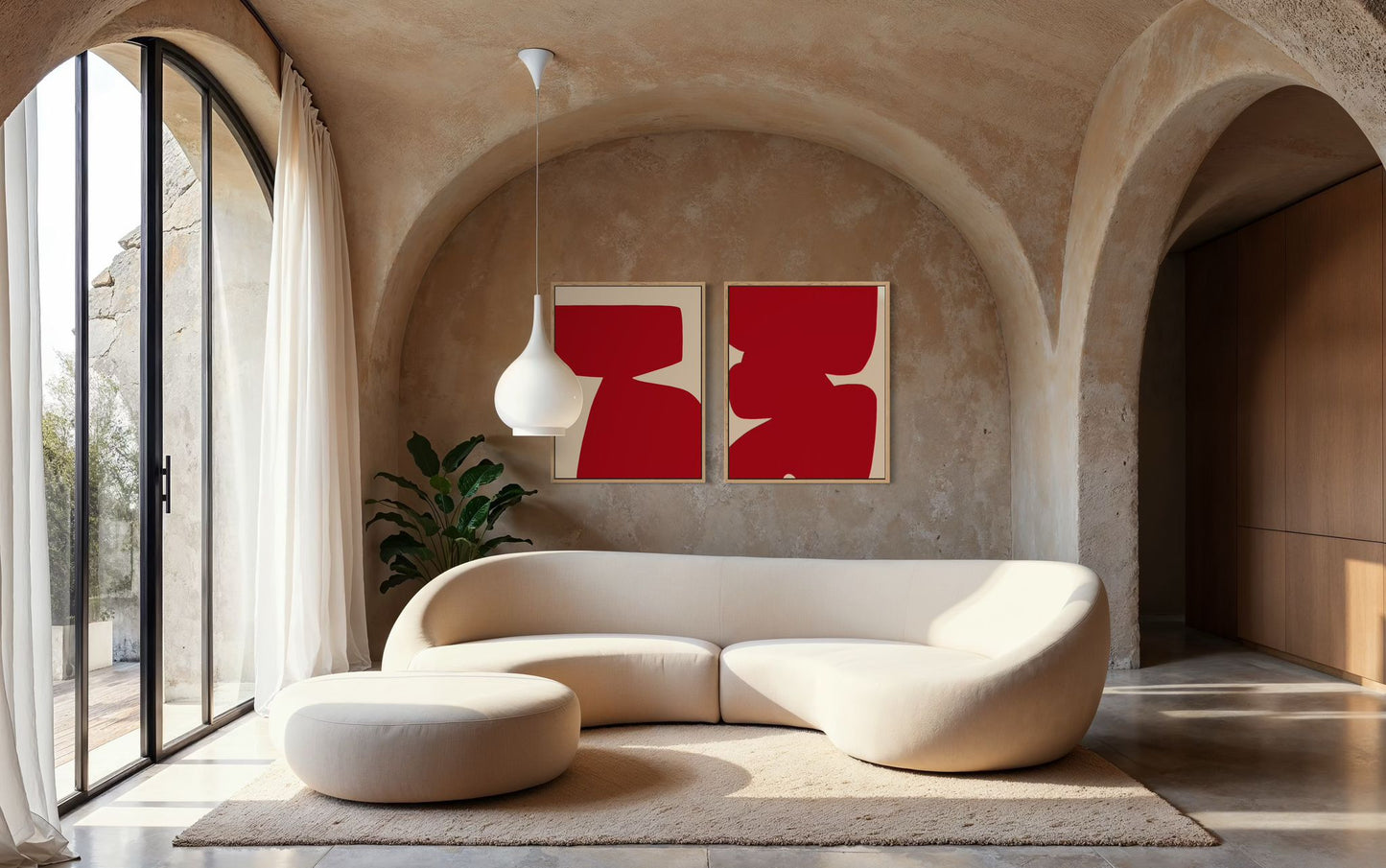 Obraz abstrakcyjny na płótnie w odcieniach czerwieni - RED SHAPE II