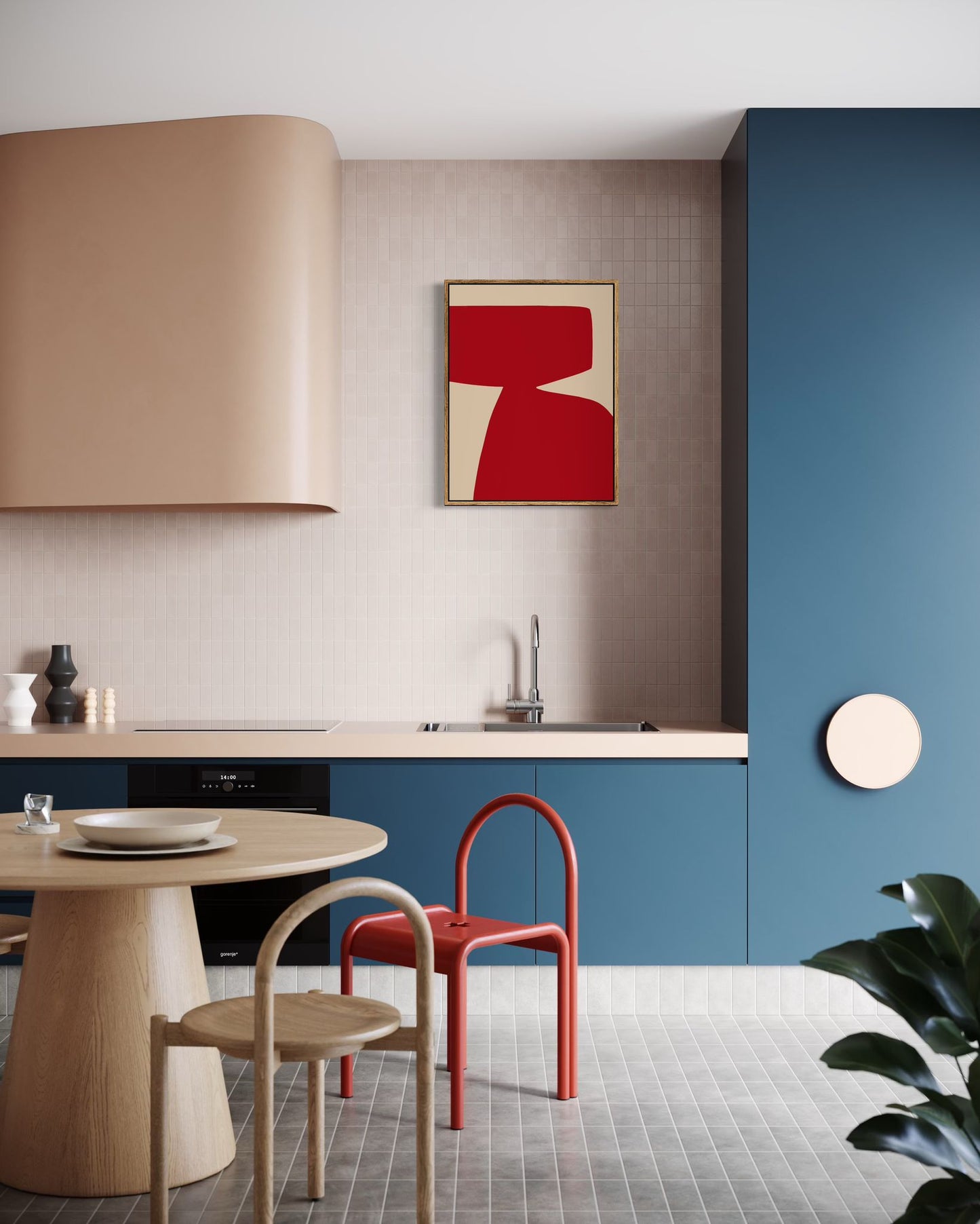 Obraz abstrakcyjny na płótnie w odcieniach czerwieni - RED SHAPE I