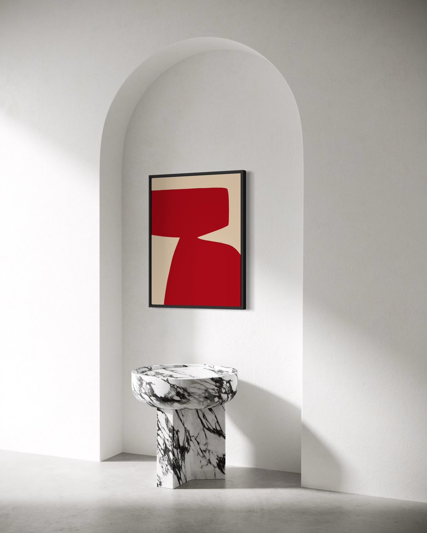 Obraz abstrakcyjny na płótnie w odcieniach czerwieni - RED SHAPE I