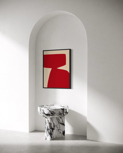 Obraz abstrakcyjny na płótnie w odcieniach czerwieni - RED SHAPE I