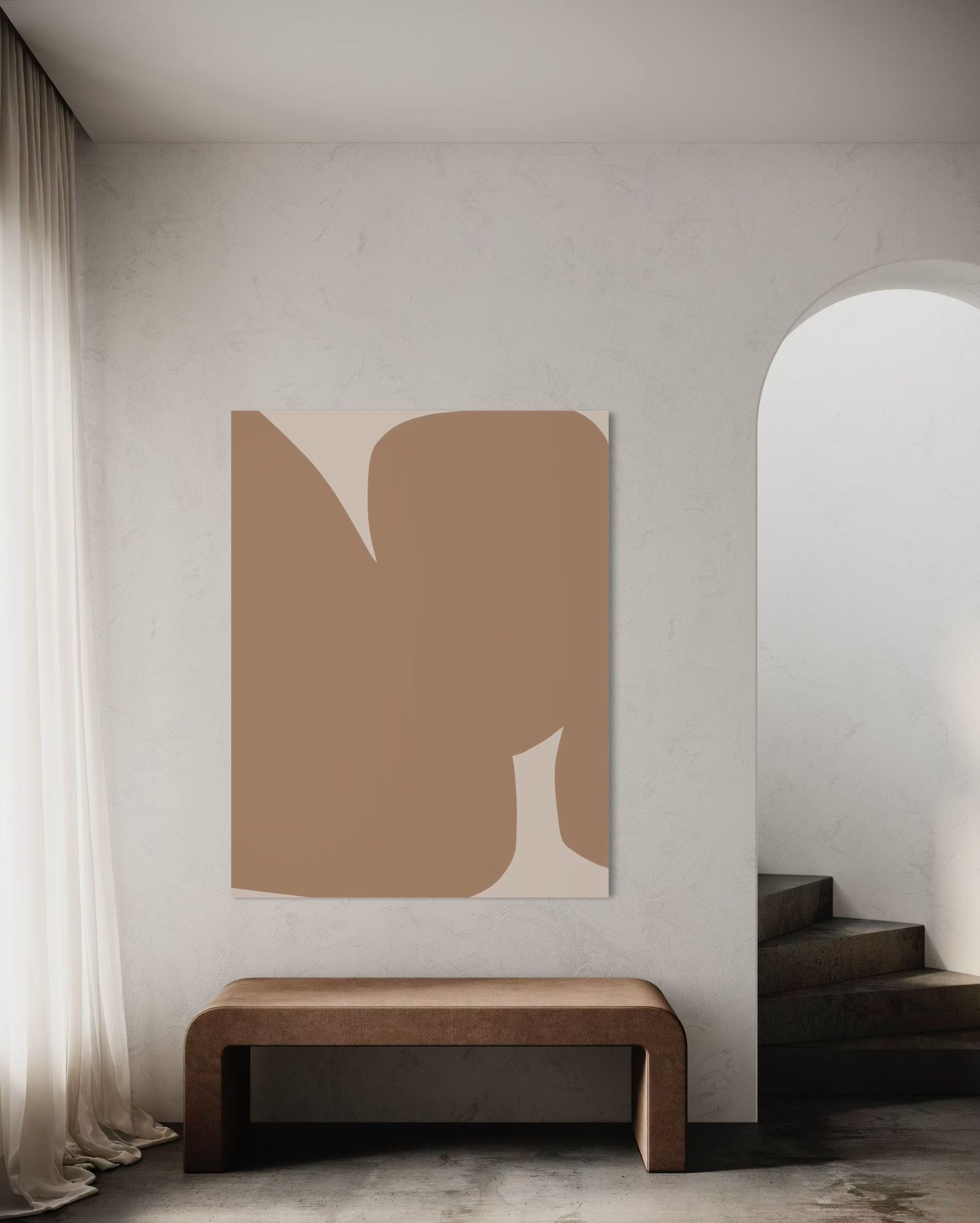 Obraz abstrakcyjny na płótnie w odcieniach piaskowych - SAND SHAPE III