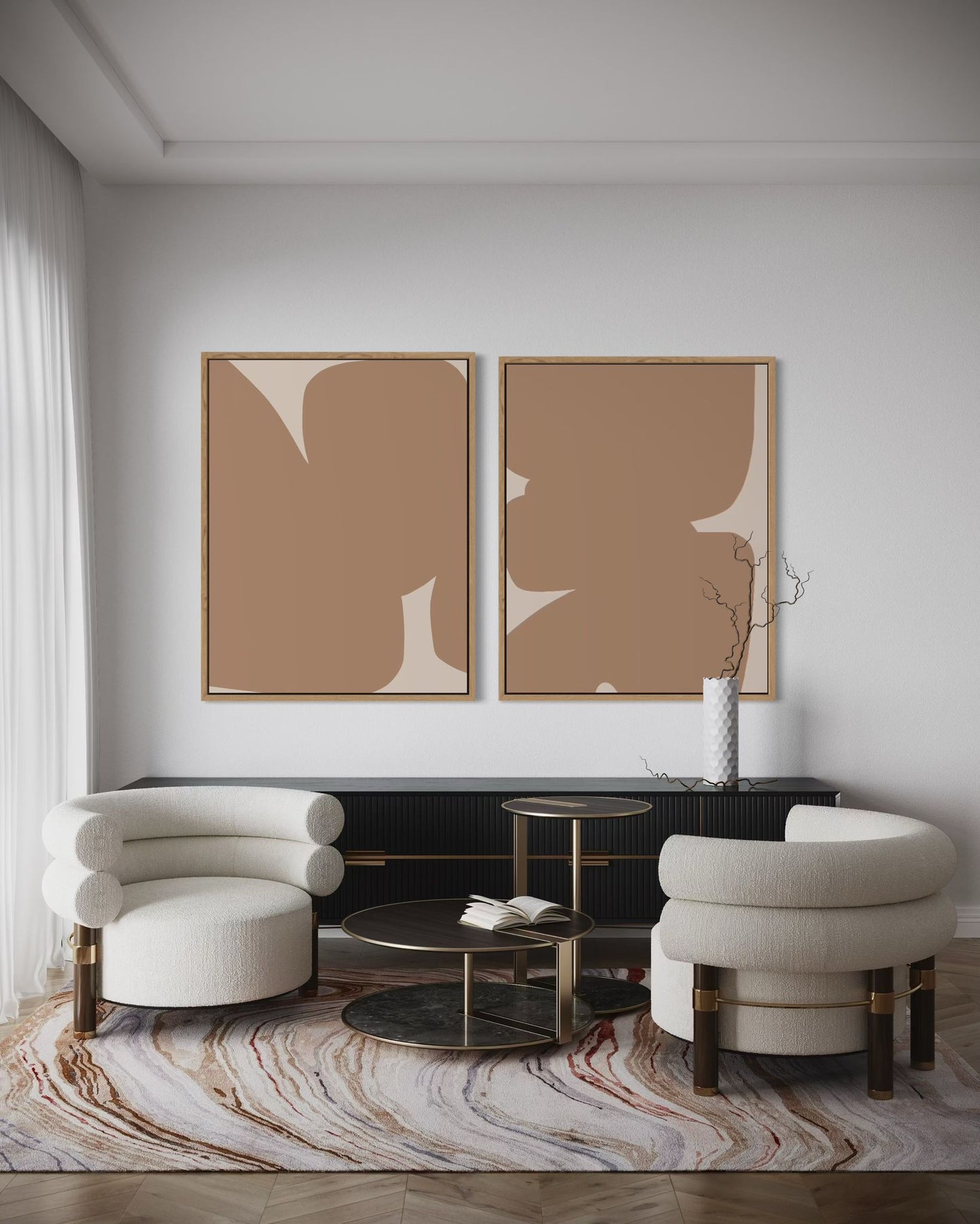 Obraz abstrakcyjny na płótnie w odcieniach piaskowych - SAND SHAPE III