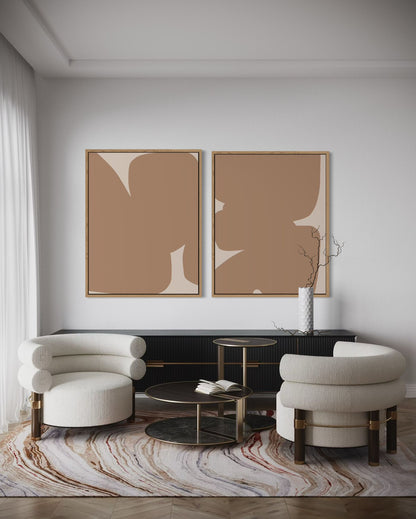 Obraz abstrakcyjny na płótnie w odcieniach piaskowych - SAND SHAPE III