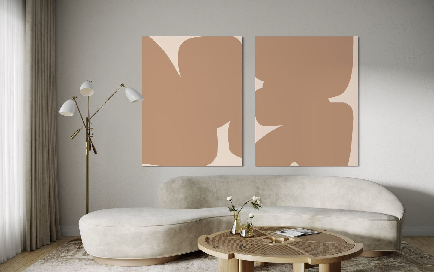 Obraz abstrakcyjny na płótnie w odcieniach piaskowych - SAND SHAPE III