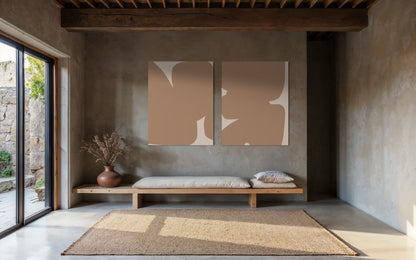 Obraz abstrakcyjny na płótnie w odcieniach piaskowych - SAND SHAPE III