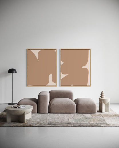Obraz abstrakcyjny na płótnie w odcieniach piaskowych - SAND SHAPE III