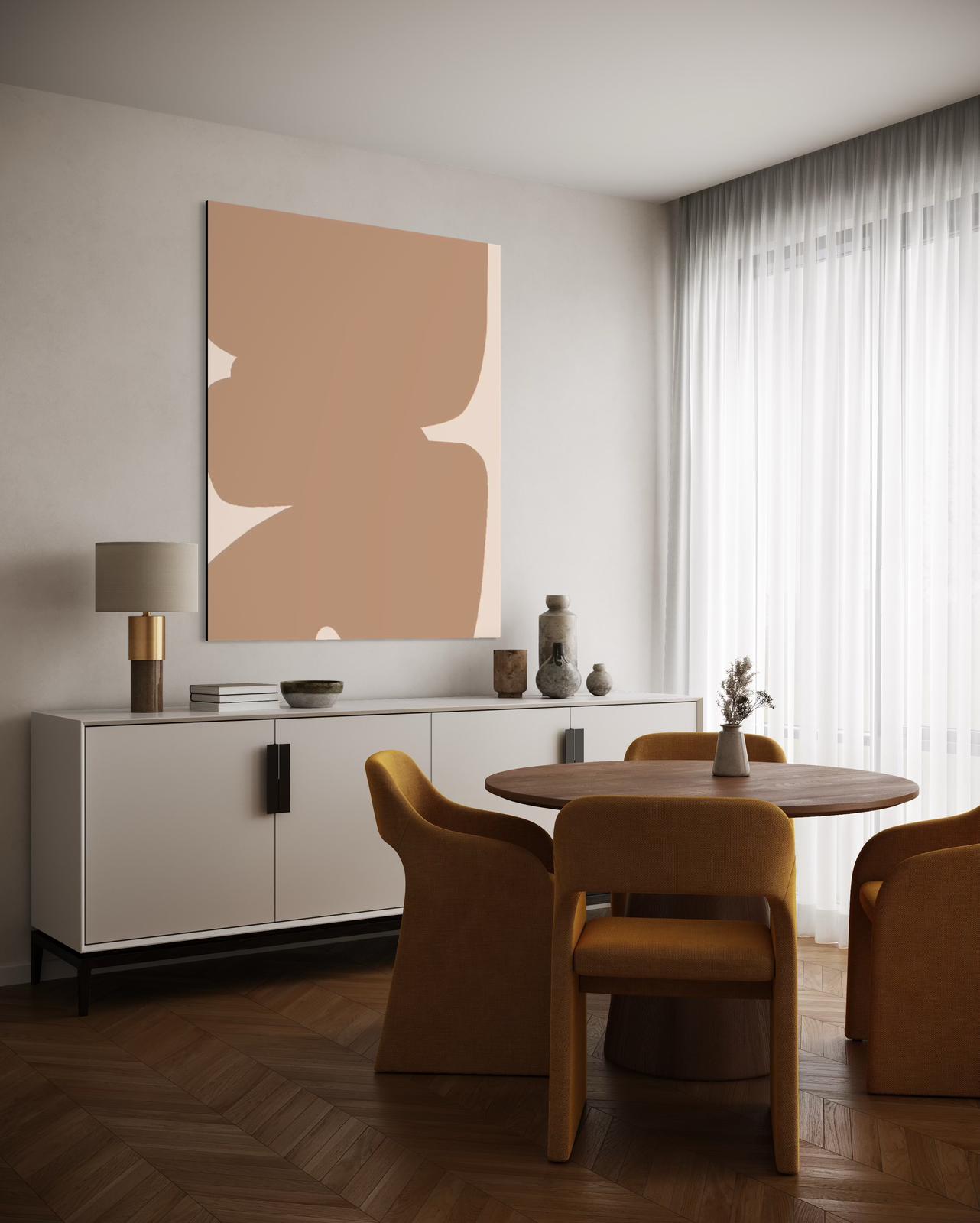 Obraz abstrakcyjny na płótnie w odcieniach piaskowych - SAND SHAPE II