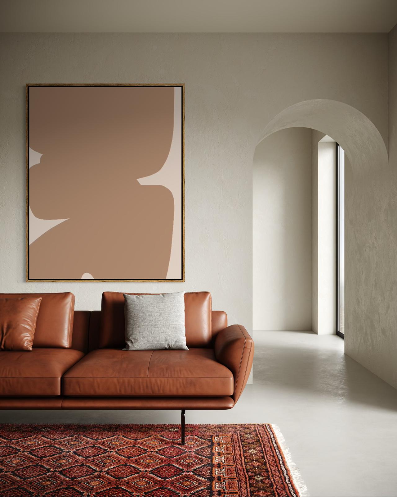 Obraz abstrakcyjny na płótnie w odcieniach piaskowych - SAND SHAPE II