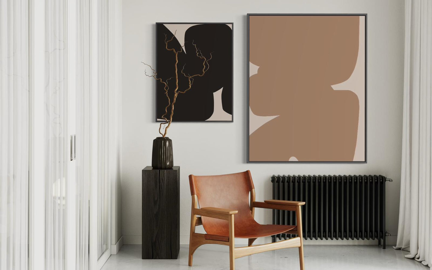 Obraz abstrakcyjny na płótnie w odcieniach czerni - BLACK SHAPE III