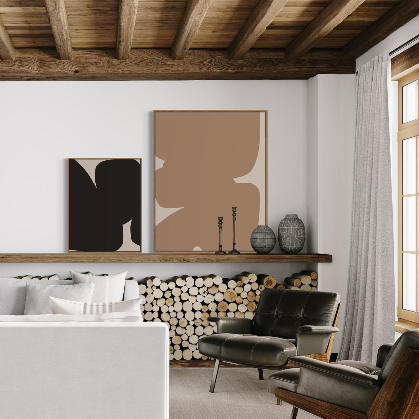 Obraz abstrakcyjny na płótnie w odcieniach czerni - BLACK SHAPE III