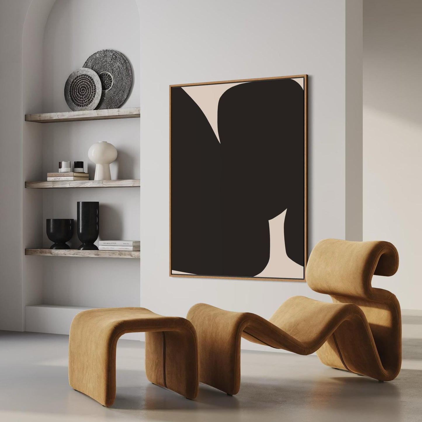 Obraz abstrakcyjny na płótnie w odcieniach czerni - BLACK SHAPE III