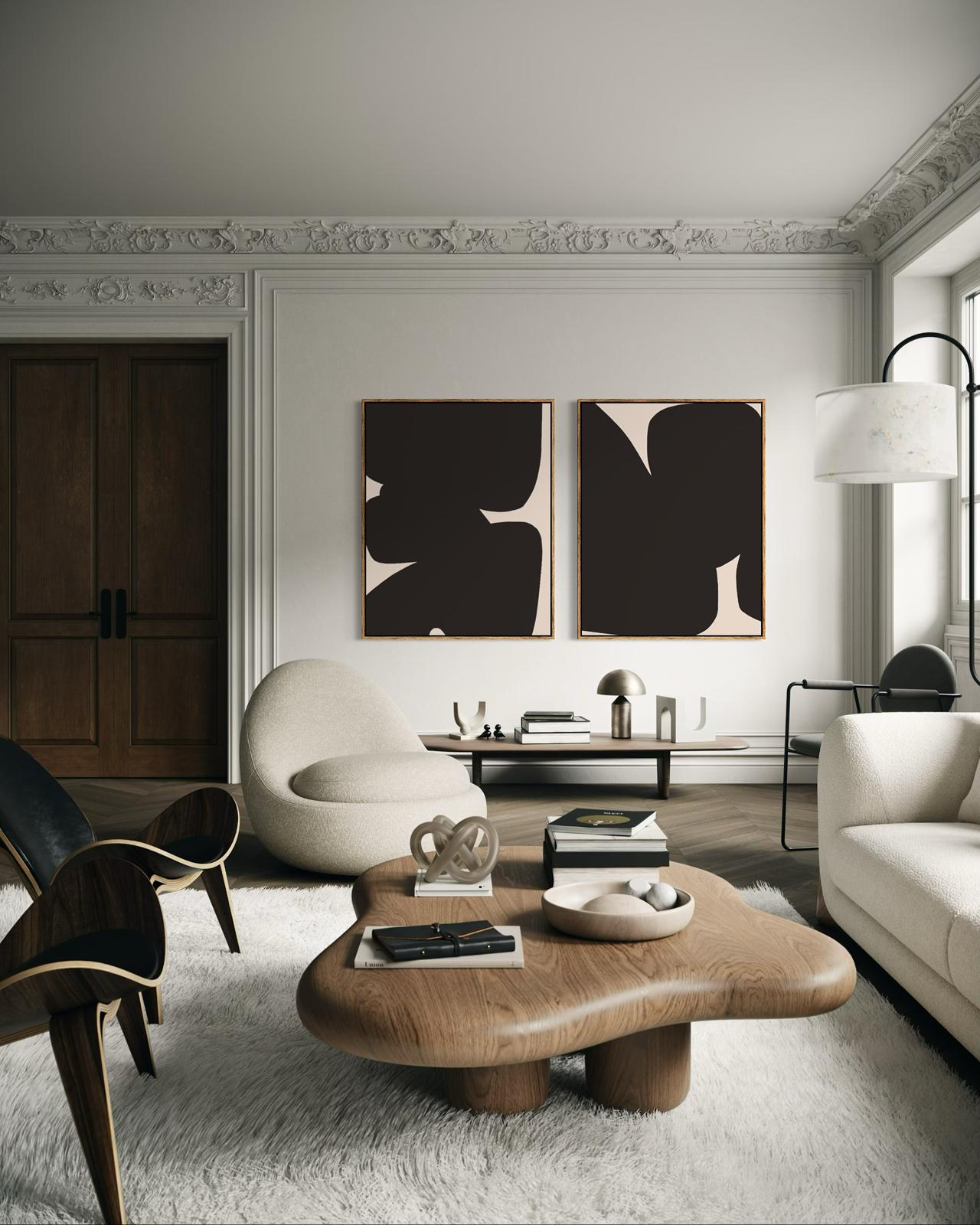 Obraz abstrakcyjny na płótnie w odcieniach czerni - BLACK SHAPE II