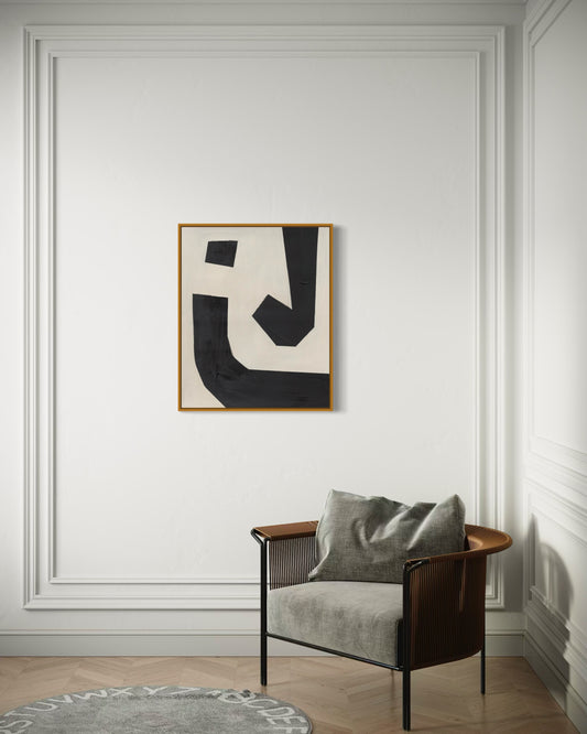 Obraz abstrakcyjny na płótnie o minimalistycznym charakterze czarno-biały - MONOCHROME ELEGANCE 2