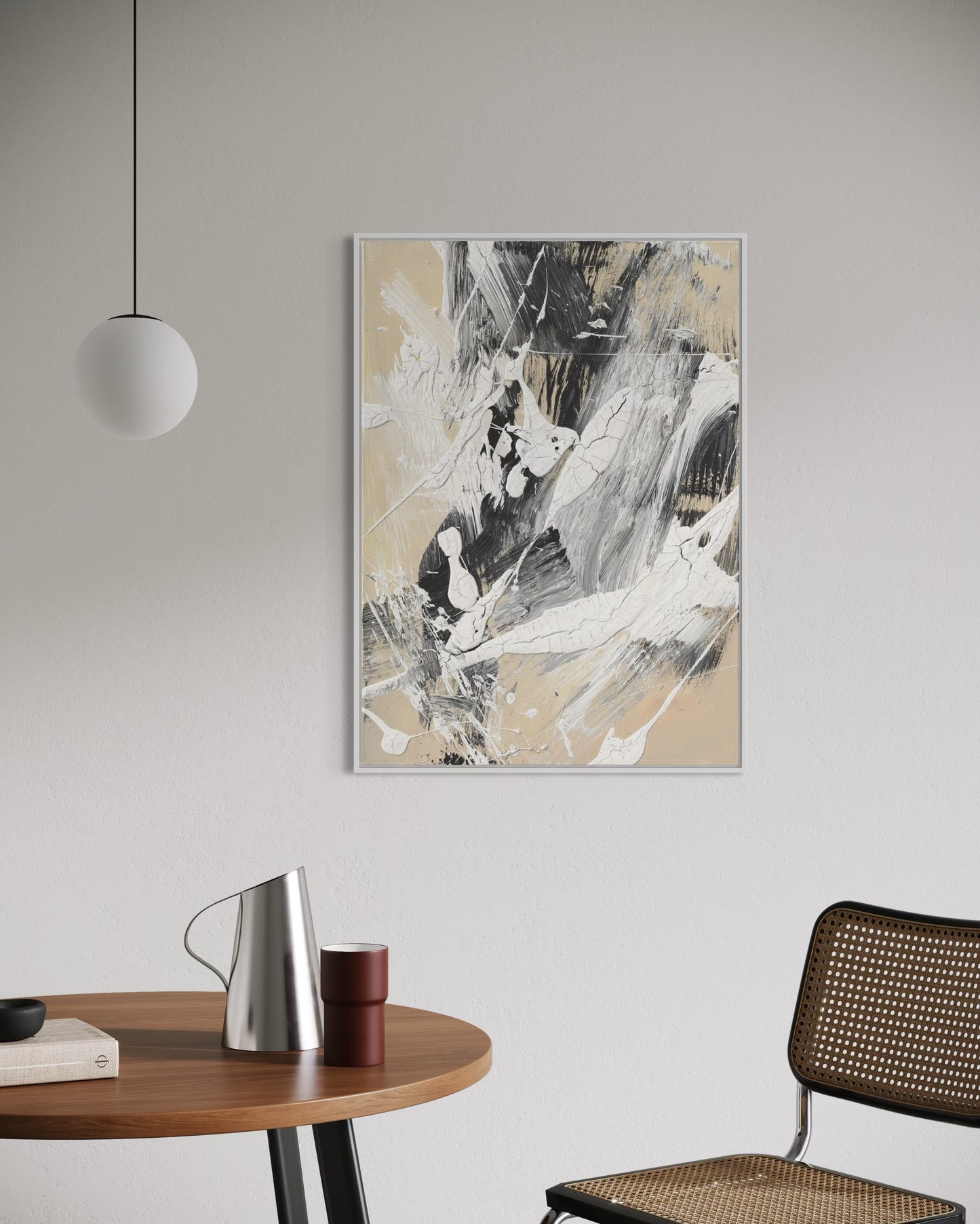 Hand-painted artwork on canvas in shades of beige - SPECTRUM WHISPERS 