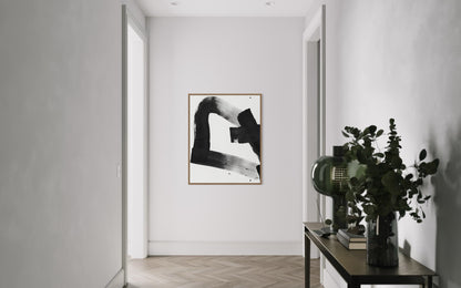 Obraz abstrakcyjny na płótnie w kolorze biało-czarnym - TRACE