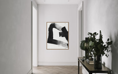 Obraz abstrakcyjny na płótnie w kolorze biało-czarnym - TRACE