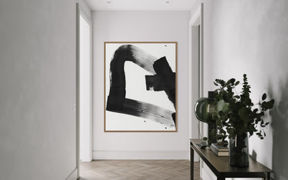 Obraz abstrakcyjny na płótnie w kolorze biało-czarnym - TRACE