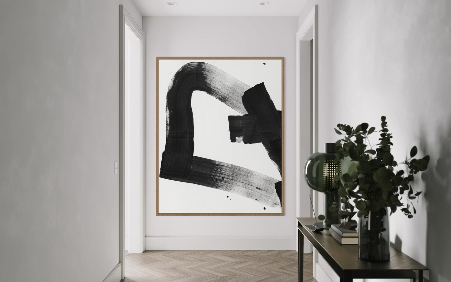 Obraz abstrakcyjny na płótnie w kolorze biało-czarnym - TRACE