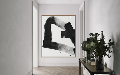 Obraz abstrakcyjny na płótnie w kolorze biało-czarnym - TRACE