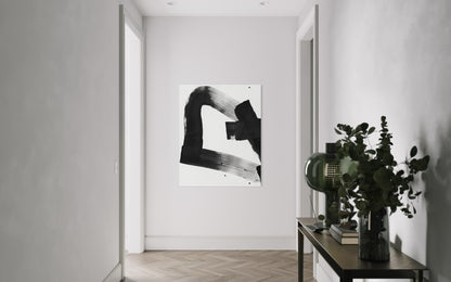 Obraz abstrakcyjny na płótnie w kolorze biało-czarnym - TRACE