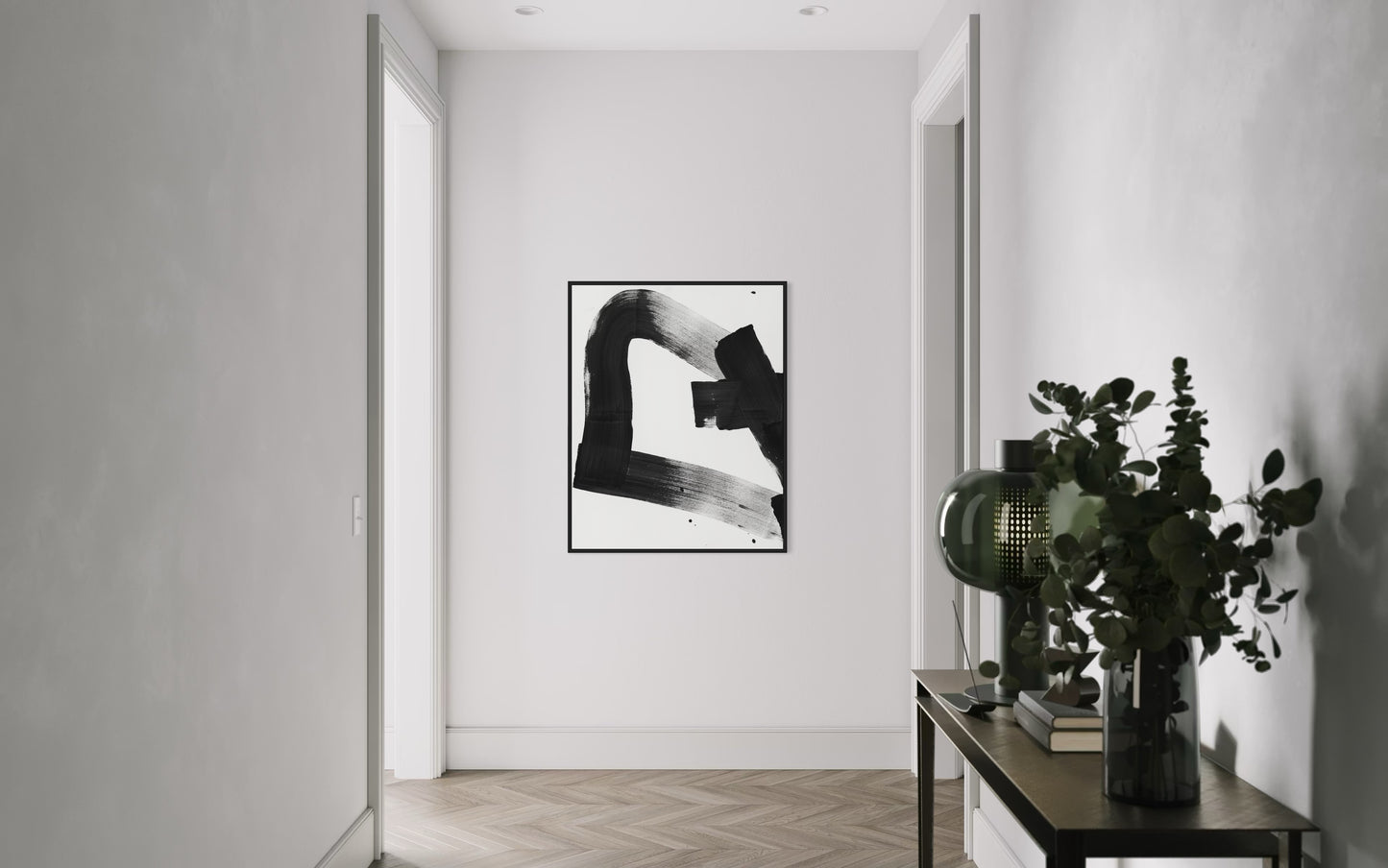 Obraz abstrakcyjny na płótnie w kolorze biało-czarnym - TRACE