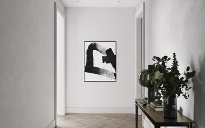 Obraz abstrakcyjny na płótnie w kolorze biało-czarnym - TRACE