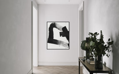 Obraz abstrakcyjny na płótnie w kolorze biało-czarnym - TRACE