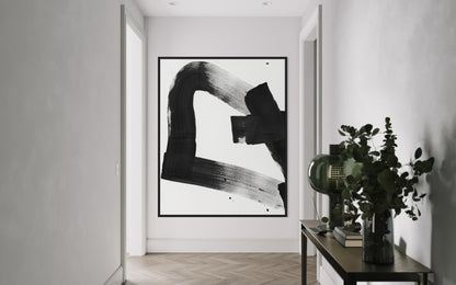 Obraz abstrakcyjny na płótnie w kolorze biało-czarnym - TRACE