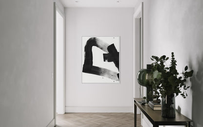 Obraz abstrakcyjny na płótnie w kolorze biało-czarnym - TRACE