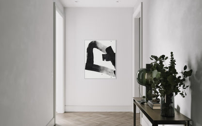 Obraz abstrakcyjny na płótnie w kolorze biało-czarnym - TRACE