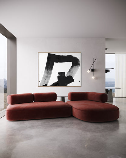 Abstract canvas print in black and white – TRACE (horizontal)