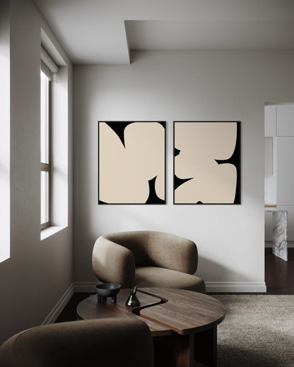 Abstract canvas print in white an black – WHITE SHAPE II