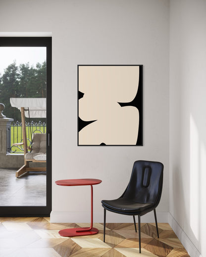 Abstract canvas print in white an black – WHITE SHAPE II