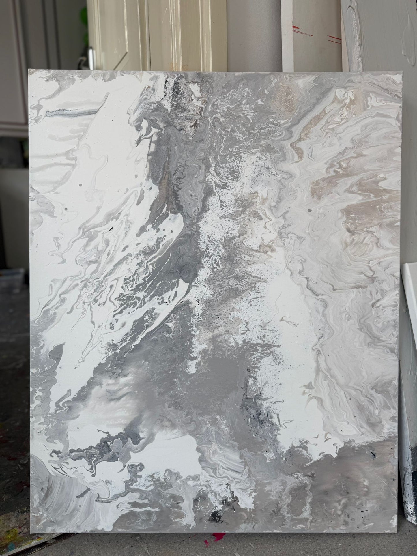 Handgemaltes Leinwandbild in Grautönen - MARBLE ESSENCE 2