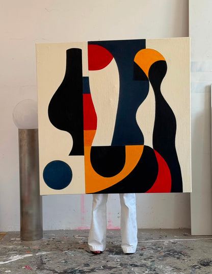 Abstraktes Gemälde auf Leinwand, gemalt mehrfarbig - MONOLITH