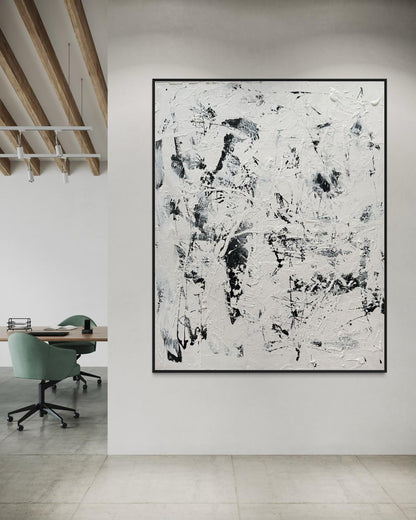 bstract painting on canvas in a black and white color palette - RAW BALANCE