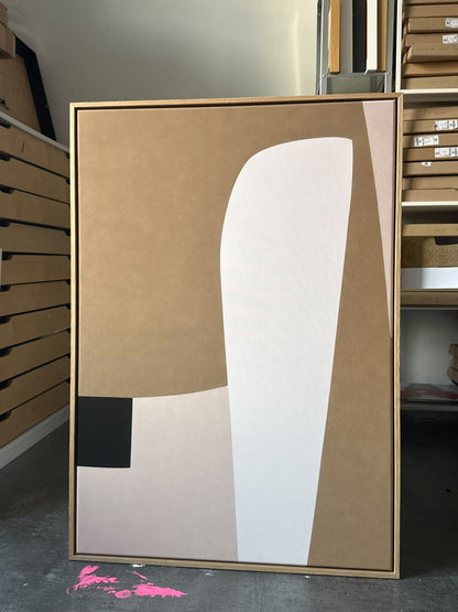 Abstract canvas print in natural sandy and caramel beige tones – SOFT HORIZON 2