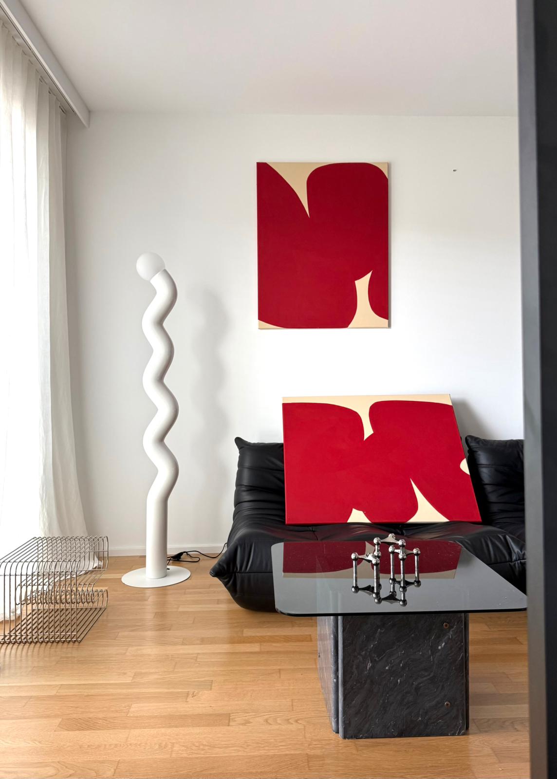 Obraz abstrakcyjny na płótnie w odcieniach czerwieni - RED SHAPE III