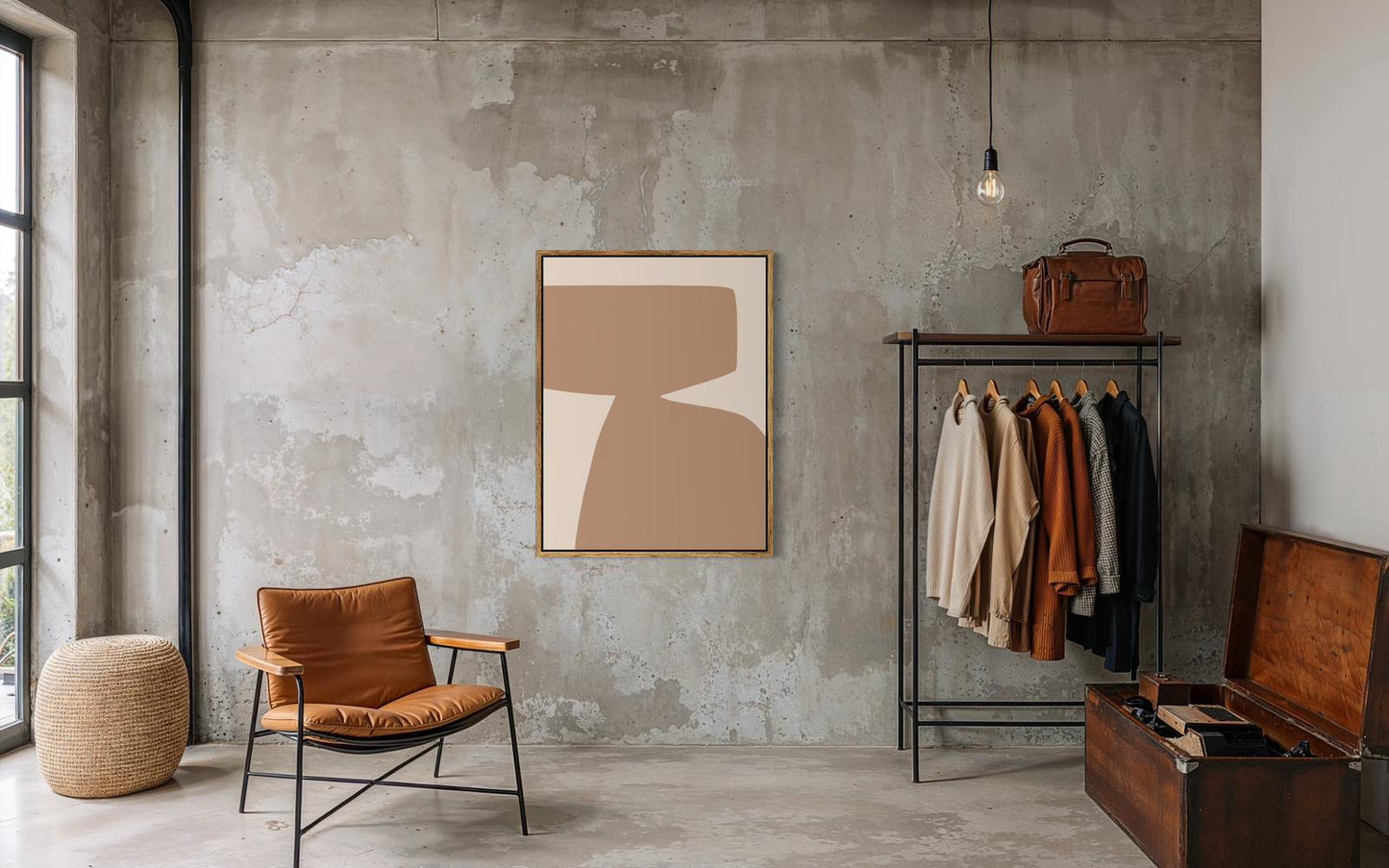 Obraz abstrakcyjny na płótnie w odcieniach piaskowych - SAND SHAPE I