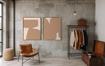 Obraz abstrakcyjny na płótnie w odcieniach piaskowych - SAND SHAPE I