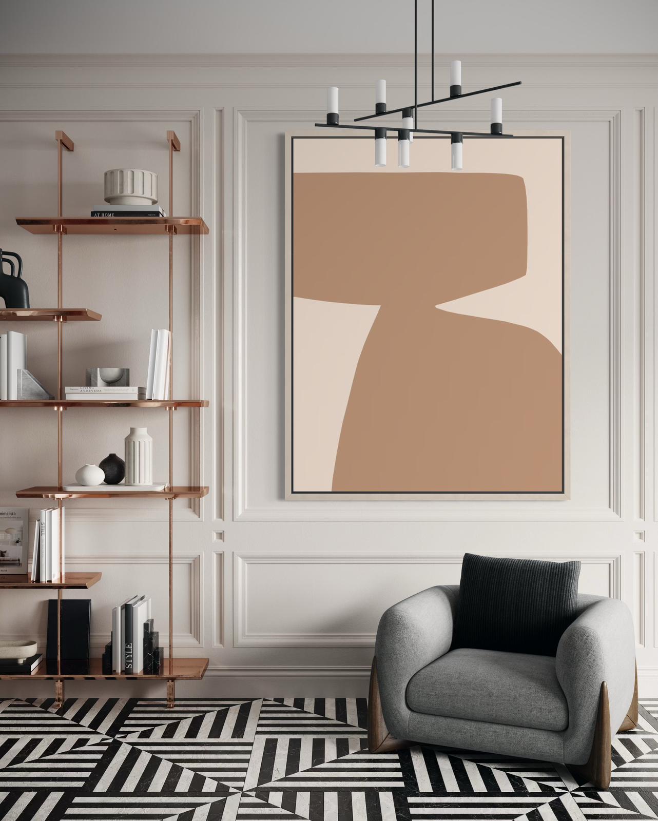 Obraz abstrakcyjny na płótnie w odcieniach piaskowych - SAND SHAPE I