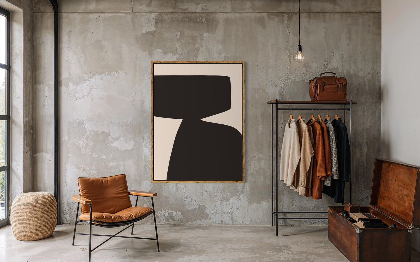 Obraz abstrakcyjny na płótnie w odcieniach czerni - BLACK SHAPE I