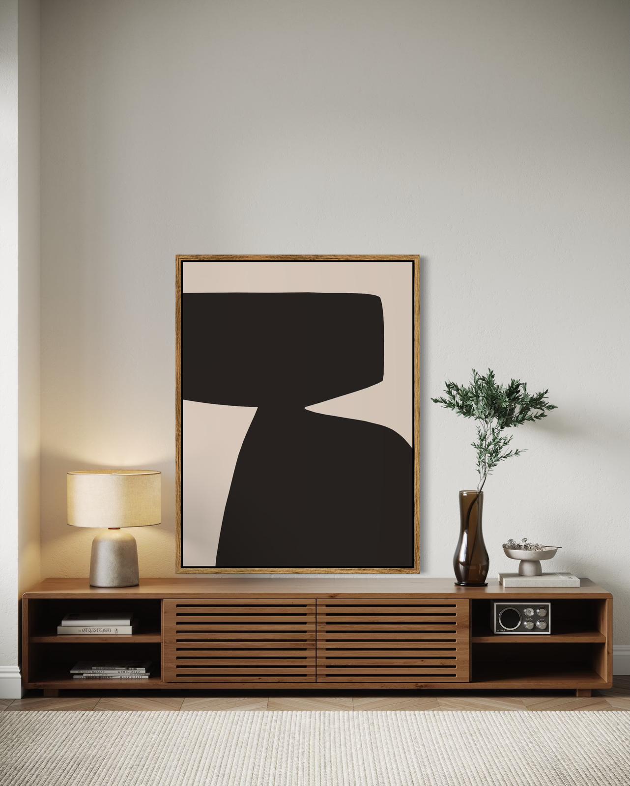 Obraz abstrakcyjny na płótnie w odcieniach czerni - BLACK SHAPE I