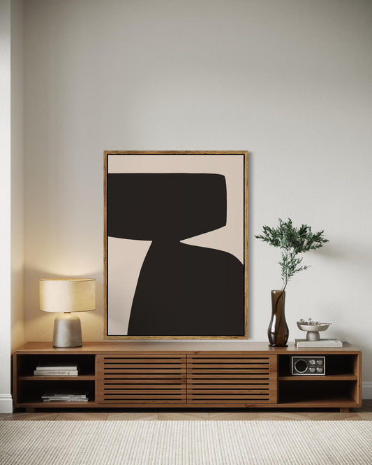 Obraz abstrakcyjny na płótnie w odcieniach czerni - BLACK SHAPE I