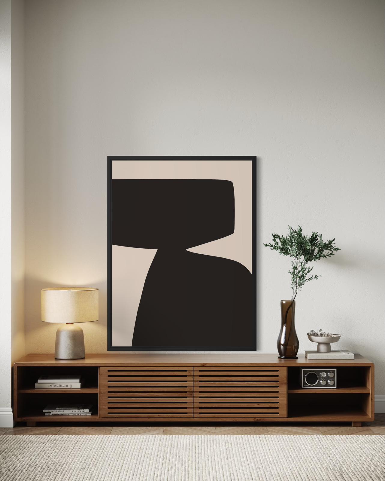 Obraz abstrakcyjny na płótnie w odcieniach czerni - BLACK SHAPE I