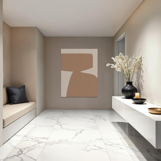 Obraz abstrakcyjny na płótnie w odcieniach piaskowych - SAND SHAPE I